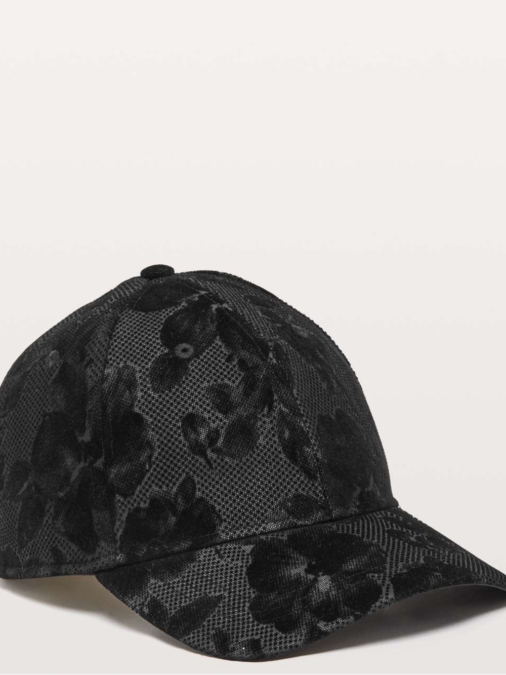Lululemon Baller hat flocked reflective Black Floral Velvet Baseball Cap